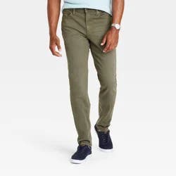 Men's Comfort Wear Slim Fit Jeans - Goodfellow & Co™ Olive Green 34x32: Mid Rise, Stretch Denim