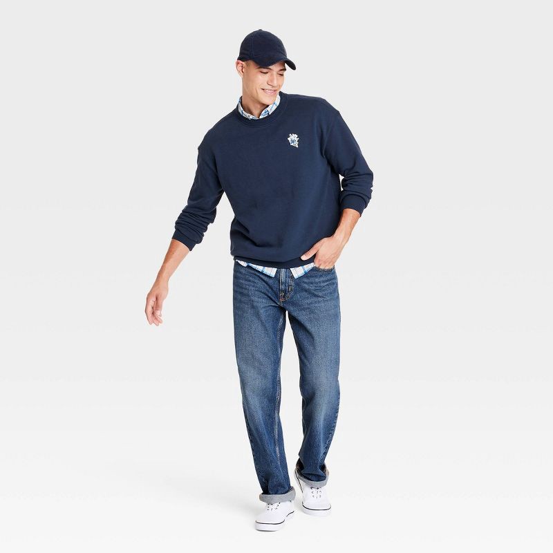 slide 4 of 4, Men's Relaxed Fit Jeans - Goodfellow & Co™ Indigo 34x30: Mid Rise, Stretch Denim, Solid Pattern, 1 ct