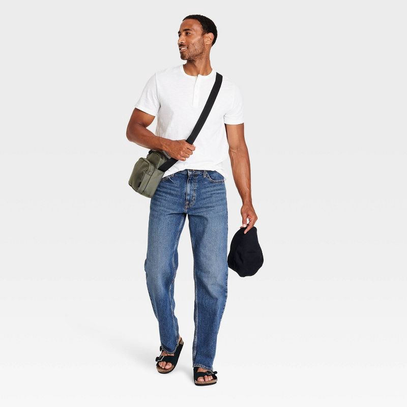 slide 3 of 4, Men's Relaxed Fit Jeans - Goodfellow & Co™ Indigo 40x32: Mid Rise, Denim, Stretch Fabric, 1 ct