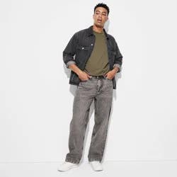 Men's Baggy Fit Jeans - Original Use™ Black Wash 38x32: Mid Rise, Straight Leg, Denim, Machine Wash, Tumble Dry