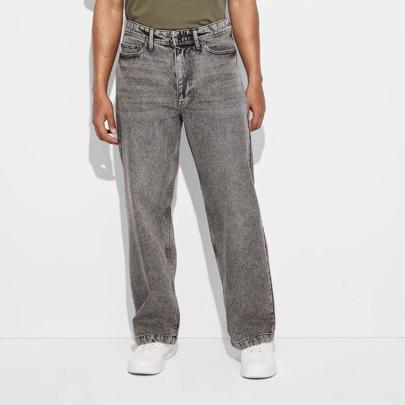 slide 2 of 3, Men's Baggy Fit Jeans - Original Use™ Black Wash 40x30: Mid Rise, Straight Leg, Denim, Machine Wash, Tumble Dry, 1 ct