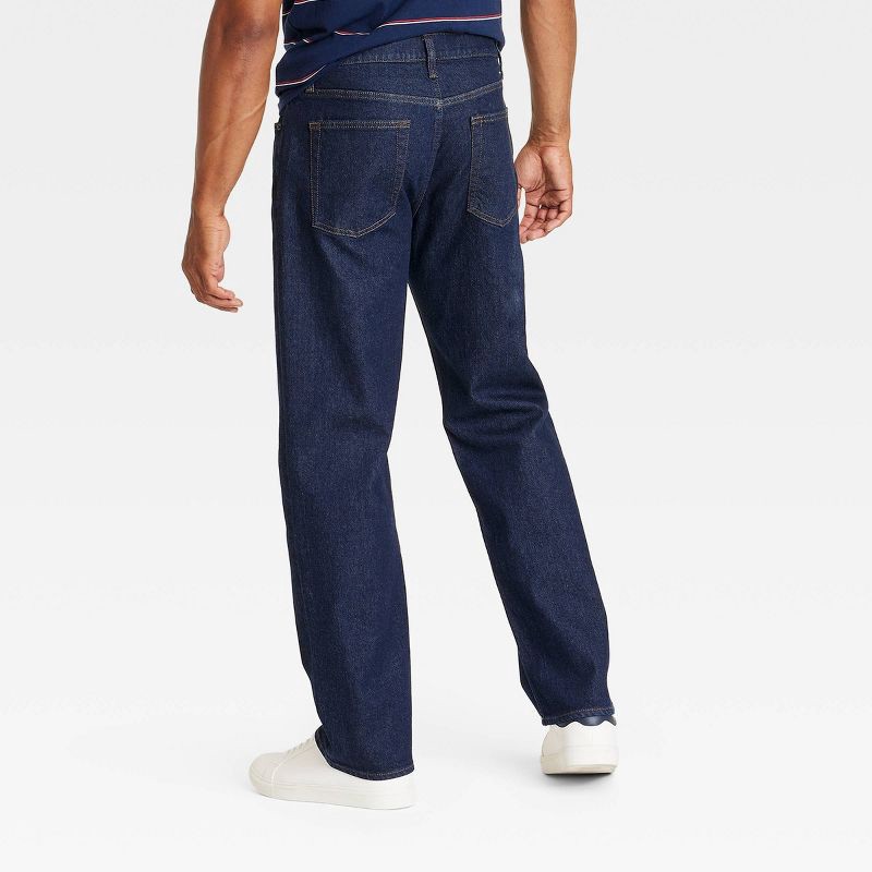slide 2 of 5, Men's Relaxed Fit Jeans - Goodfellow & Co™ Dark Wash 34x32: Midweight Denim, Stretch Fabric, Mid Rise, Machine Washable, 1 ct
