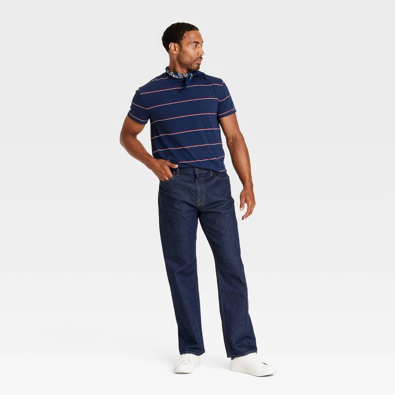 slide 3 of 5, Men's Relaxed Fit Jeans - Goodfellow & Co™ Dark Wash 34x32: Midweight Denim, Stretch Fabric, Mid Rise, Machine Washable, 1 ct