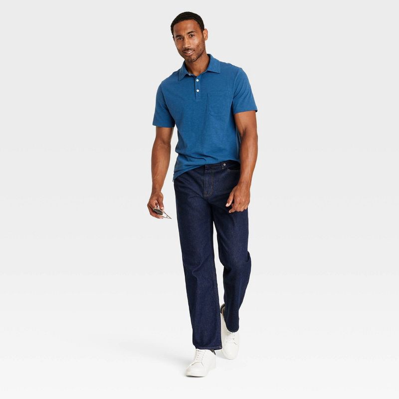 slide 4 of 5, Men's Relaxed Fit Jeans - Goodfellow & Co™ Dark Wash 34x32: Midweight Denim, Stretch Fabric, Mid Rise, Machine Washable, 1 ct