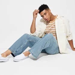 Men's Baggy Fit Jeans - Original Use™ Medium Wash 30x32: Cotton Denim, Straight Leg, Regular Rise, Fly Button Closure