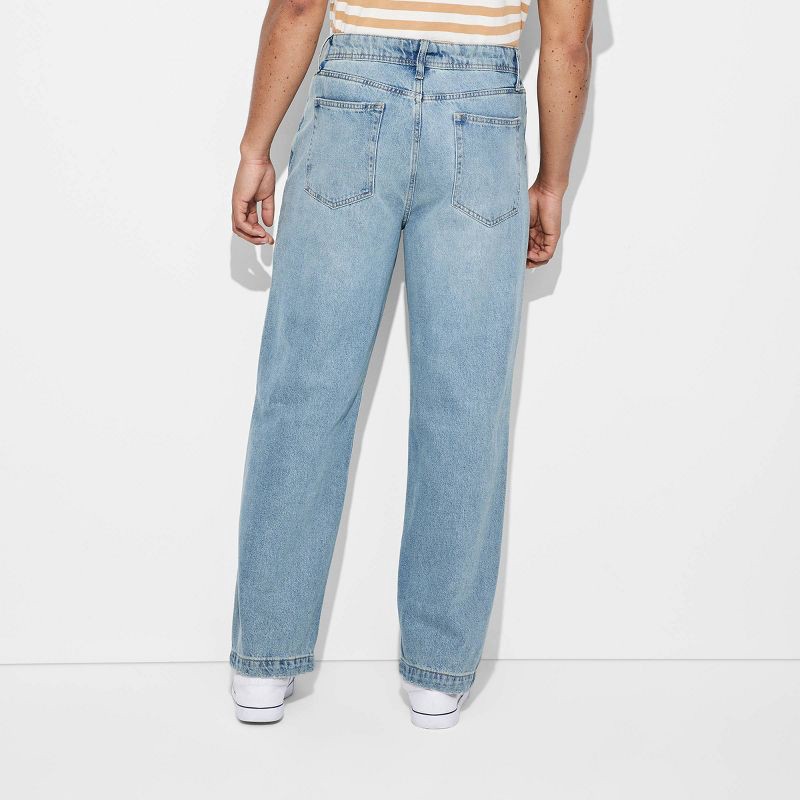 slide 3 of 3, Men's Baggy Fit Jeans - Original Use™ Medium Wash 40x32: Cotton Denim, Straight Leg, Fly Button, Back Pocket, Machine Wash, 1 ct