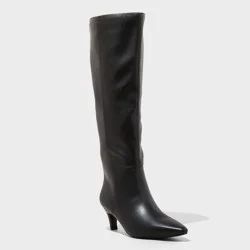 Women's Kendra Kitten Heel Tall Dress Boots with Memory Foam Insole - Universal Thread™ Black 9