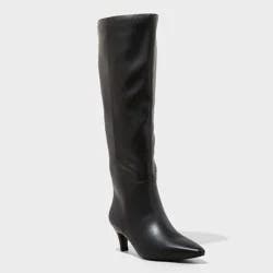Women's Kendra Kitten Heel Tall Dress Boots with Memory Foam Insole - Universal Thread™ Black 9