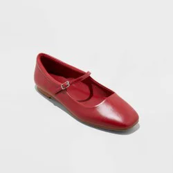 Women's Elsa Mary Jane Flats with Memory Foam Insole - Wild Fable™ Red 8.5