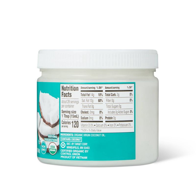 slide 2 of 4, Organic Unrefined Cold Pressed Virgin Coconut Oil - 14oz - Good & Gather™, 14 oz