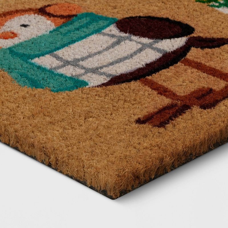 slide 3 of 4, 1'6"x2'6" Christmas Bundled Birds Coir Doormat White - Wondershop™: Outdoor Rectangle, Medium Pile, Natural Fiber, 1 ct