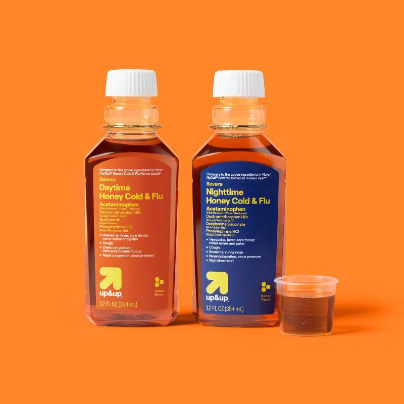 slide 2 of 5, Day and Night Severe Cold & Flu Medicine Liquid - Honey - 24 fl oz - up&up™, 24 fl oz