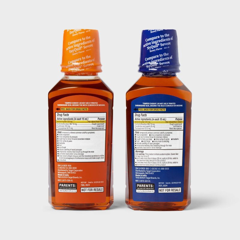 slide 5 of 5, Day and Night Severe Cold & Flu Medicine Liquid - Honey - 24 fl oz - up&up™, 24 fl oz