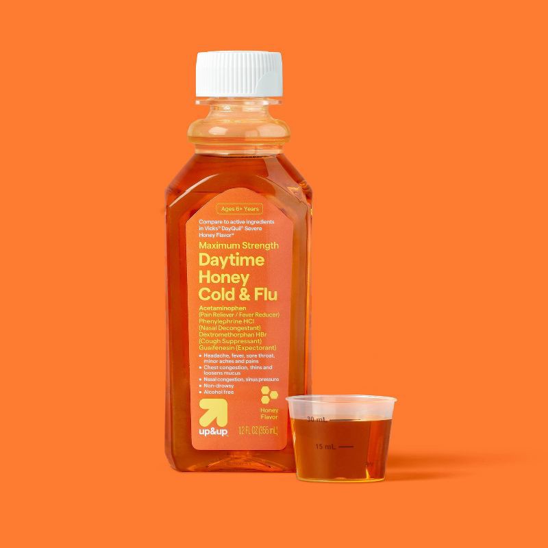 slide 2 of 3, Daytime Maximum Strength Cold & Flu liquid - Honey - 12 fl oz - up&up™, 12 fl oz