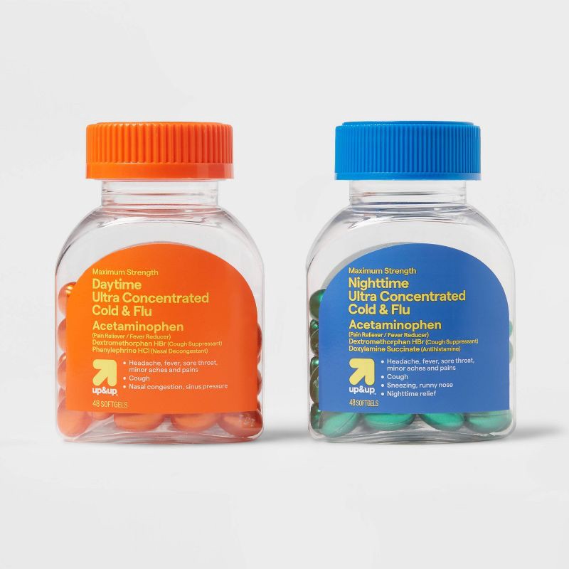 slide 6 of 6, Daytime & Nighttime Maximum Strength Cold & Flu Softgels - 96ct - up&up™, 96 ct