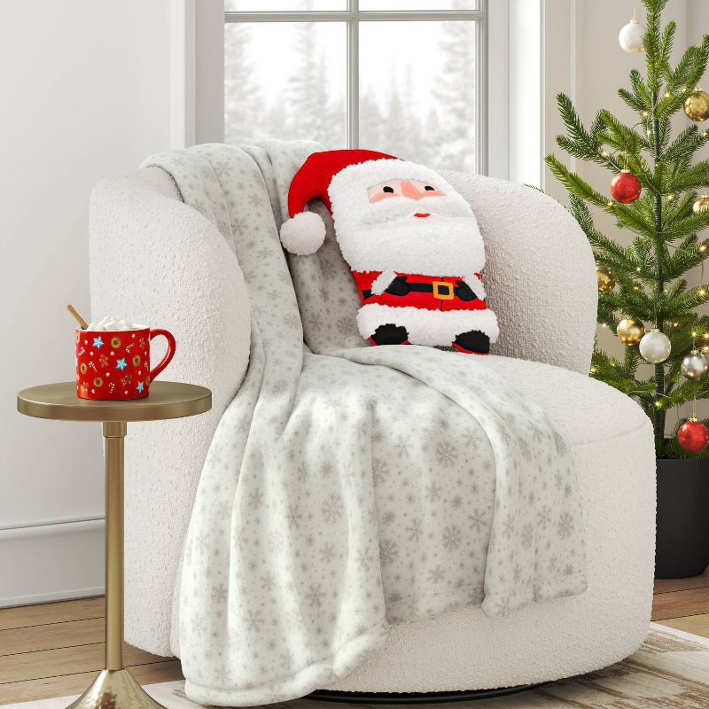 slide 2 of 5, Christmas Snowflake Printed Plush Throw Blanket Ivory - Wondershop™, 1 ct