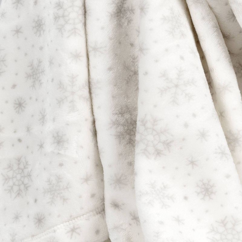 slide 5 of 5, Christmas Snowflake Printed Plush Throw Blanket Ivory - Wondershop™, 1 ct