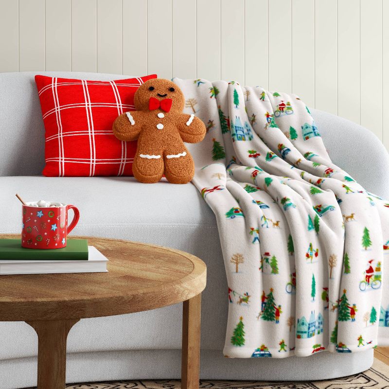 slide 2 of 5, Christmas Scene Printed Plush Throw Blanket Ivory - Wondershop™, 1 ct