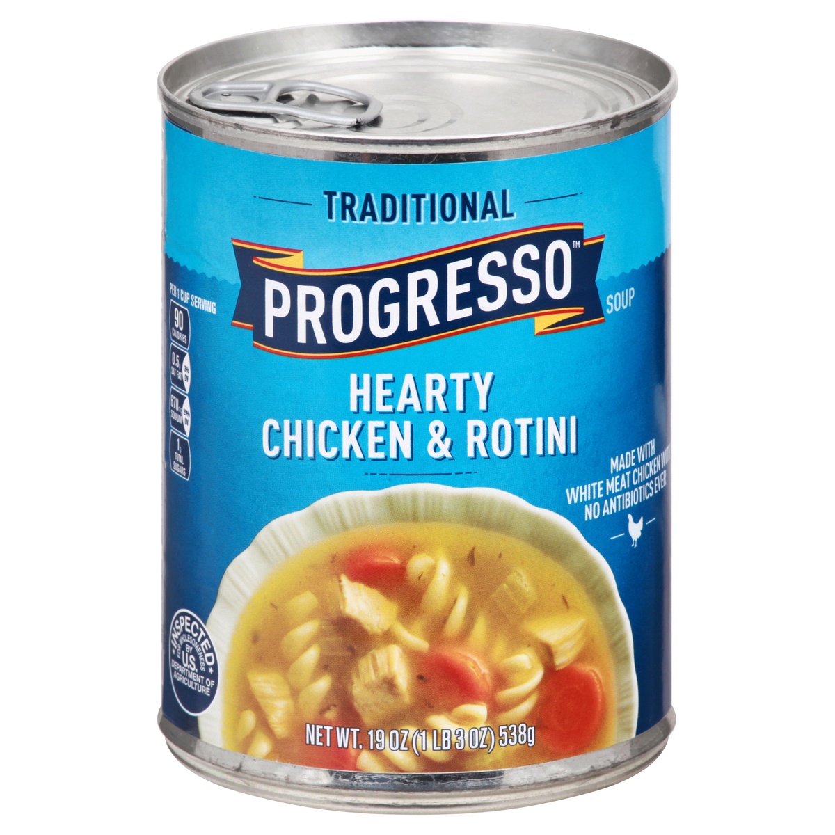 slide 1 of 3, Progresso Traditional Hearty Chicken & Rotini Soup 19 oz, 19 oz