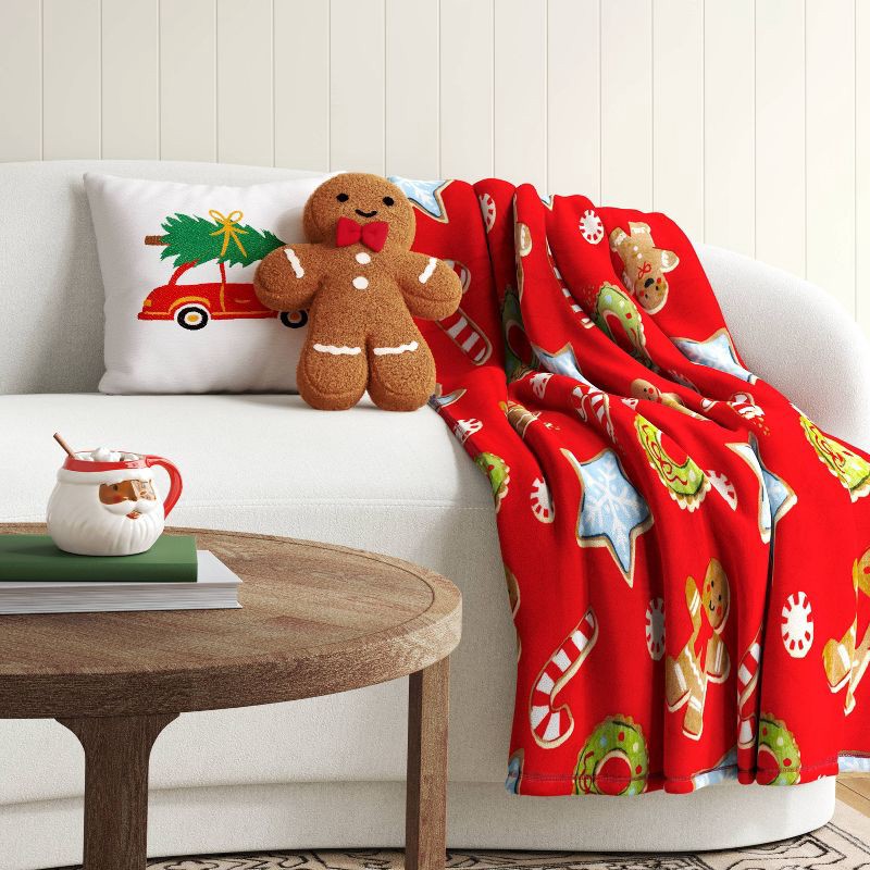 slide 2 of 5, Christmas Cookie Printed Plush Throw Blanket Red - Wondershop™: Lightweight, Knitted, 50x60", Machine Washable, 1 ct