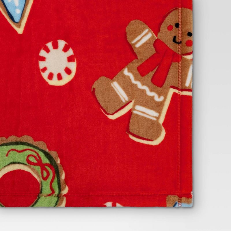 slide 4 of 5, Christmas Cookie Printed Plush Throw Blanket Red - Wondershop™: Lightweight, Knitted, 50x60", Machine Washable, 1 ct