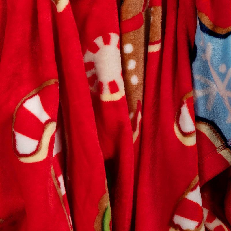 slide 5 of 5, Christmas Cookie Printed Plush Throw Blanket Red - Wondershop™: Lightweight, Knitted, 50x60", Machine Washable, 1 ct