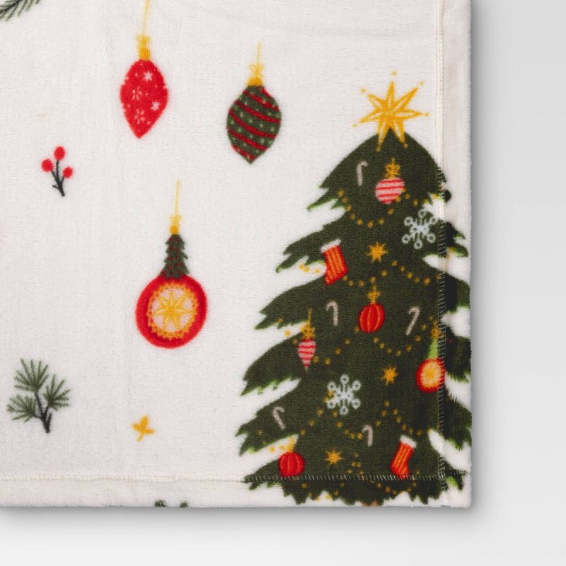 slide 4 of 5, Christmas Puppy & Kitty Printed Plush Throw Blanket Ivory - Wondershop™, 1 ct