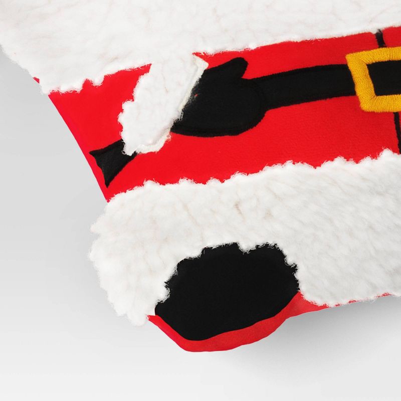 slide 4 of 4, Christmas Shaped Santa Faux Shearling Throw Pillow Red/Ivory - Wondershop™, 1 ct