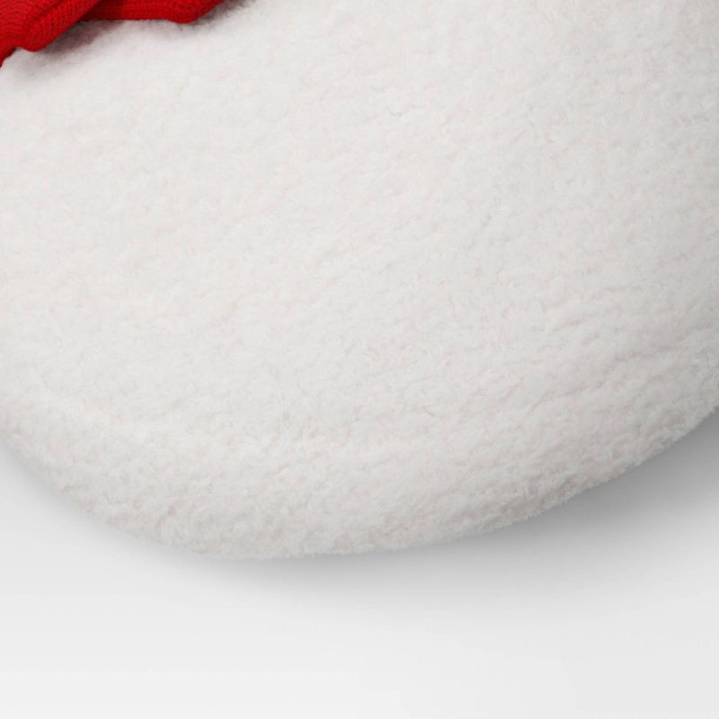 slide 4 of 4, Christmas Shaped Snowman Faux Shearling Throw Pillow Ivory/Red - Wondershop™, 1 ct