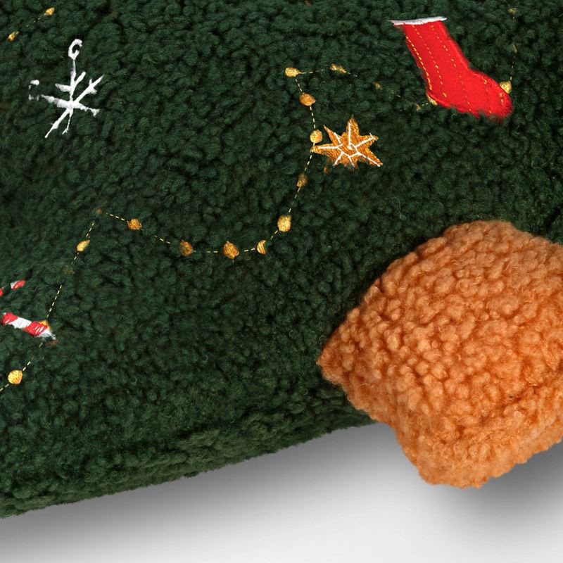 slide 5 of 5, Shaped Christmas Tree Faux Shearling Throw Pillow Green - Wondershop™, 1 ct