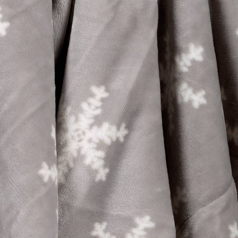 slide 5 of 5, Snowflake Printed Plush Throw Blanket Faux Shearling Reverse Gray/Ivory - Threshold™, 1 ct