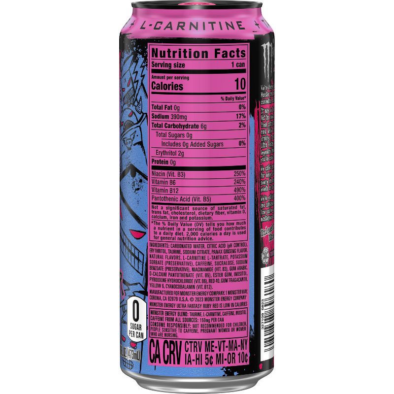 slide 3 of 4, Monster Energy Ultra Fantasy Ruby Red Energy Drink - 16 fl oz Can, 16 fl oz
