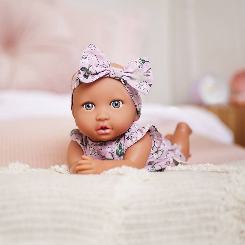 slide 6 of 10, LullaBaby 14" Baby Doll with Floral Outfit & Pacifier - Blue Eyes: BPA-Free, Plastic & Polyester, Girl Theme, 1 ct