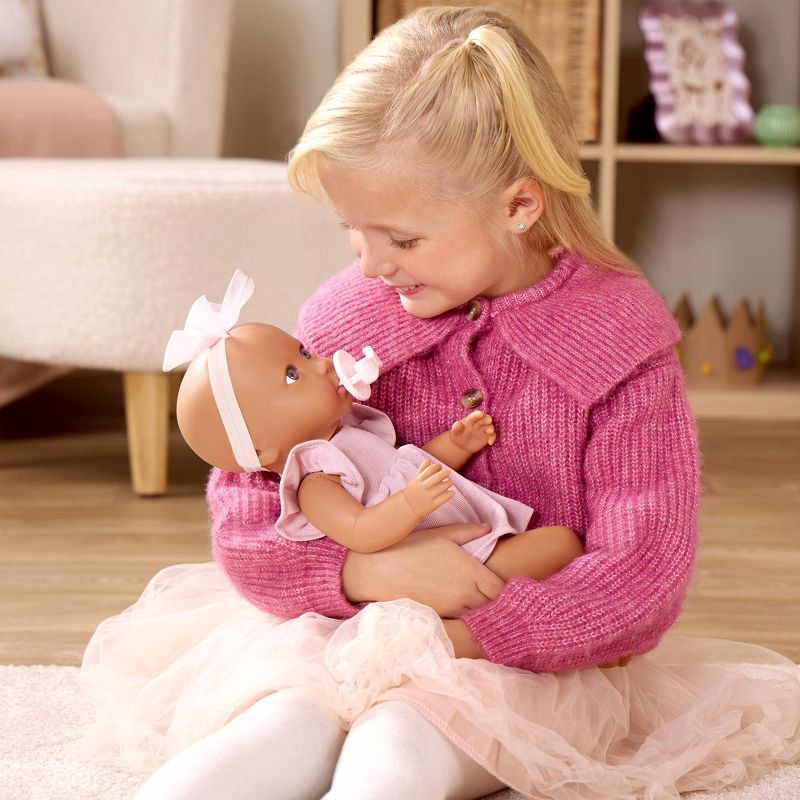 slide 2 of 9, LullaBaby 14" Baby Doll with Pink Dress & Pacifier - Brown Eyes: BPA-Free Plastic and Polyester Doll, 1 ct