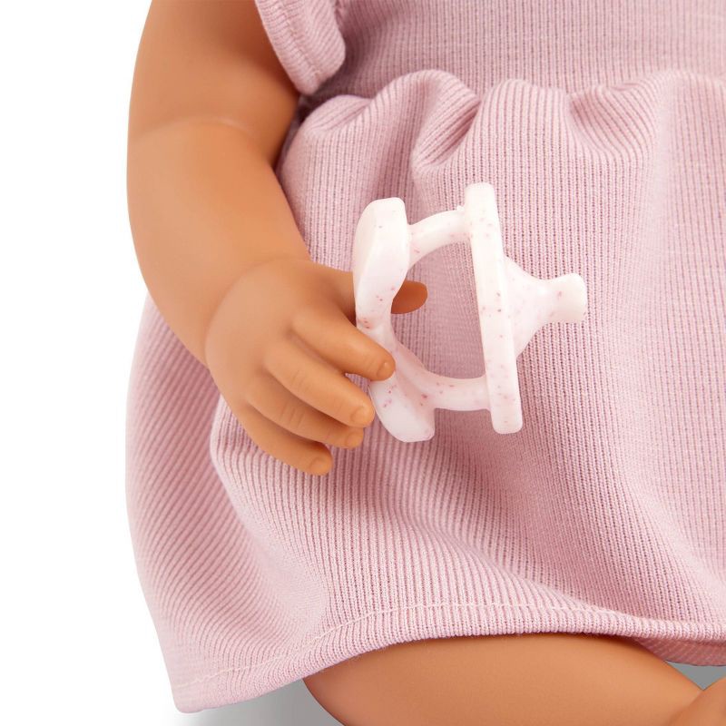slide 7 of 9, LullaBaby 14" Baby Doll with Pink Dress & Pacifier - Brown Eyes: BPA-Free Plastic and Polyester Doll, 1 ct