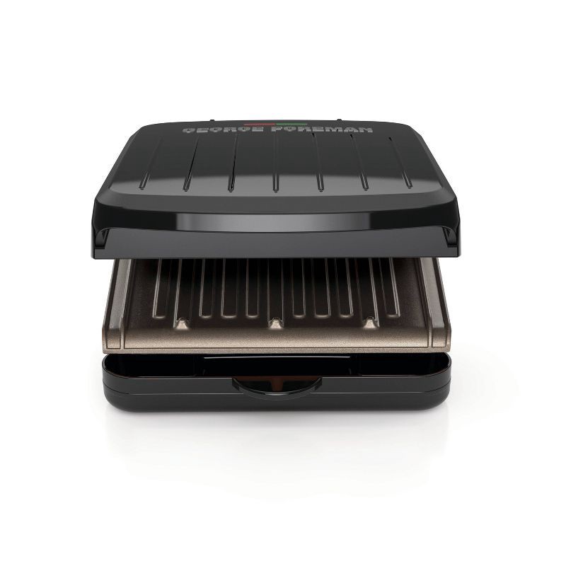 slide 2 of 8, George Foreman 2 Serving Classic Plate Electric Grill and Panini Press Black, 1 ct