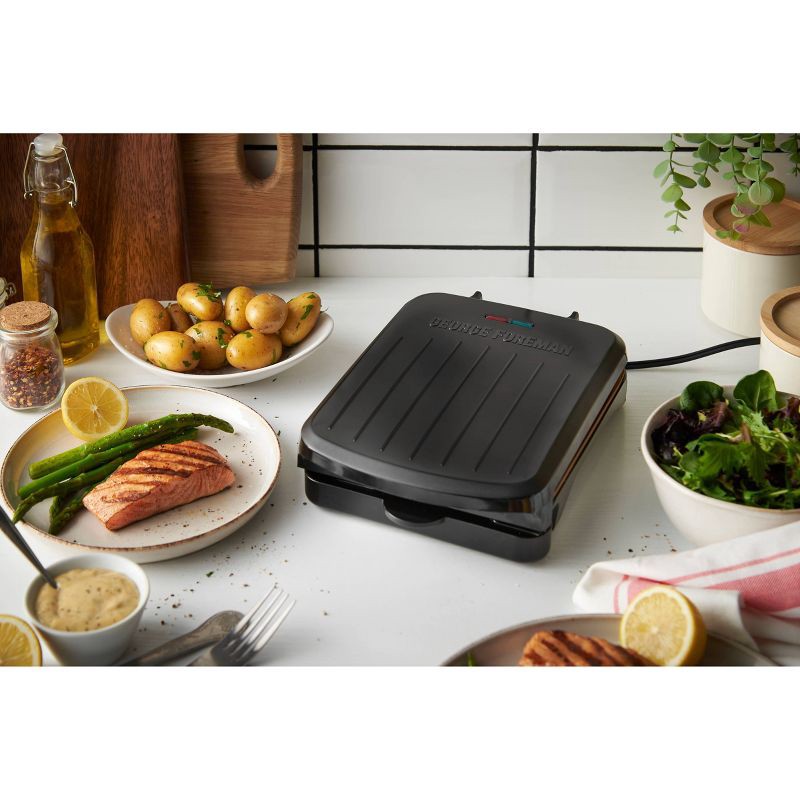 slide 8 of 8, George Foreman 2 Serving Classic Plate Electric Grill and Panini Press Black, 1 ct