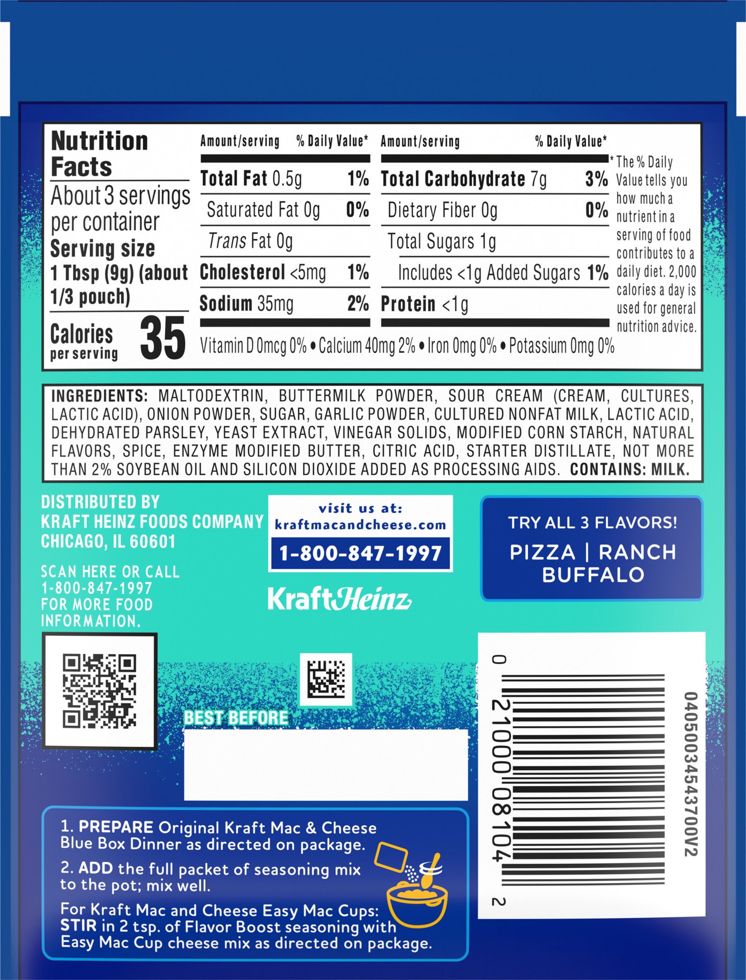 slide 4 of 5, Kraft Mac & Cheese Macaroni and Cheese Dinner Flavor Boost Ranch Seasoning Mix, 1 oz. Packet, 1 oz