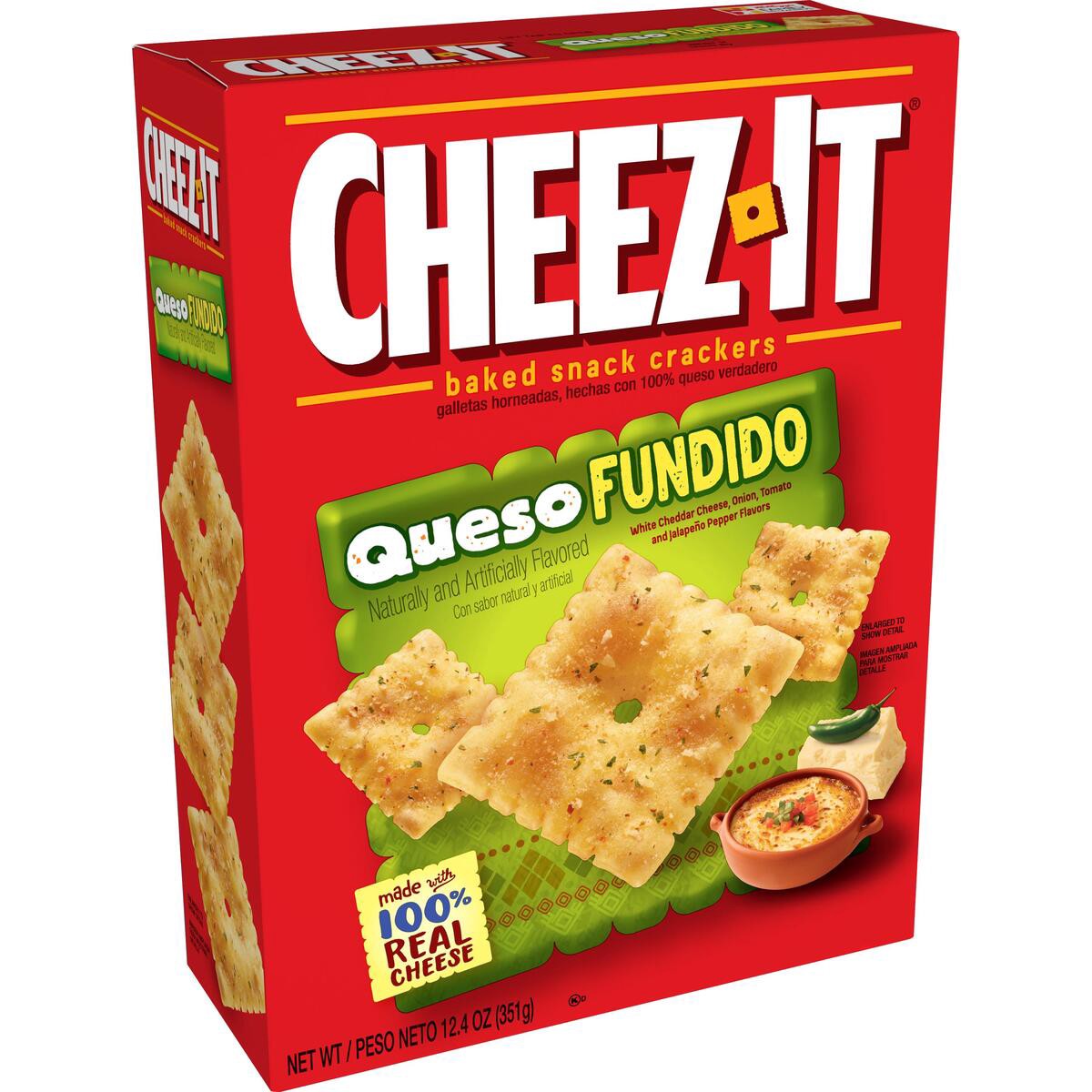 slide 2 of 9, Cheez-It Queso Fundido Baked Snack Crackers 12.4 oz, 12.4 oz