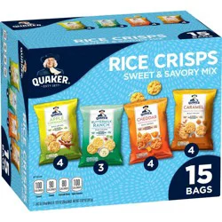 Quaker Sweet & Savory Mix Gluten Free Popped Rice Crisps Variety pack - 0.67oz/15ct