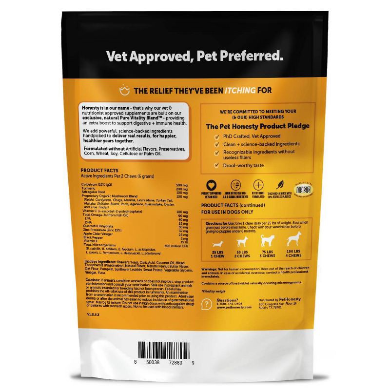 slide 2 of 10, Pet Honesty Allergy Support Peanut Butter Flavor Supplement for Dog - 60ct, 60 ct