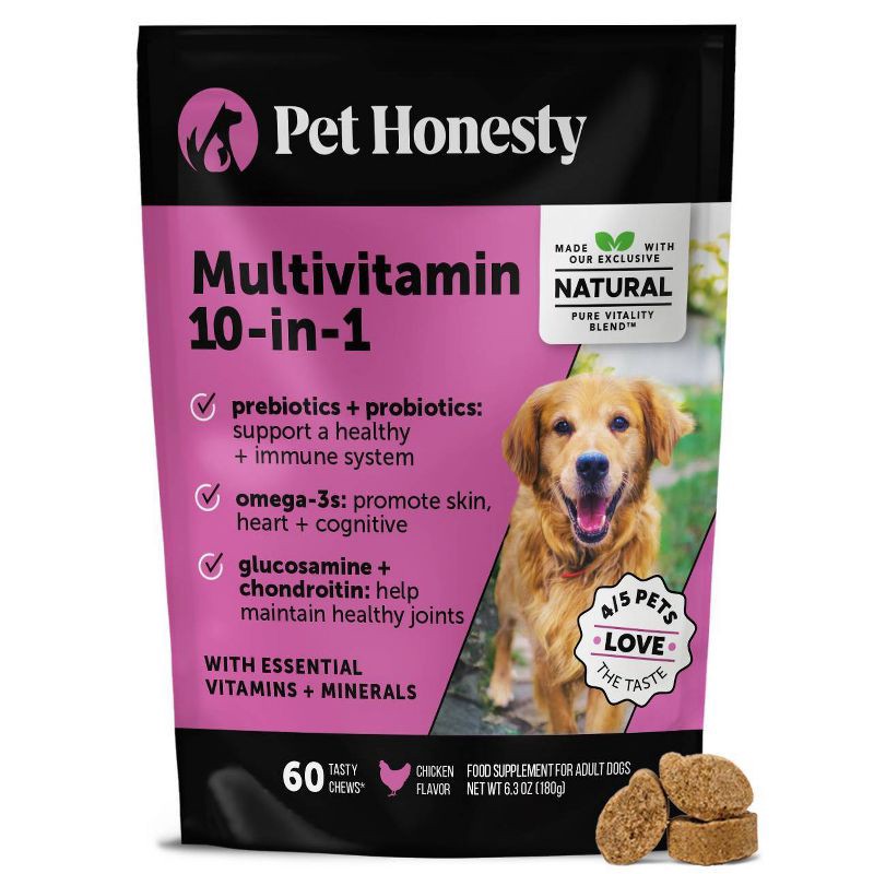 slide 1 of 11, Pet Honesty Multivitamin 10-in-1 Chicken Flavor Supplement for Dog - 60ct, 60 ct