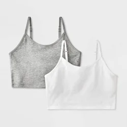 Girls' 2pk Cotton Shelf Bra Cami - Cat & Jack™ White/Gray L