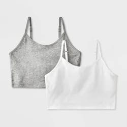 Girls' 2pk Cotton Shelf Bra Cami - Cat & Jack™ White/Gray XL