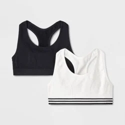 Girls' 2pk Sports Bra - Cat & Jack™ White/Black XL