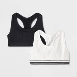 Girls' 2pk Sports Bra - Cat & Jack™ White/Black XL