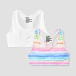 Girls' 2pk Sports Bra - Cat & Jack™ White/Pink/Blue S