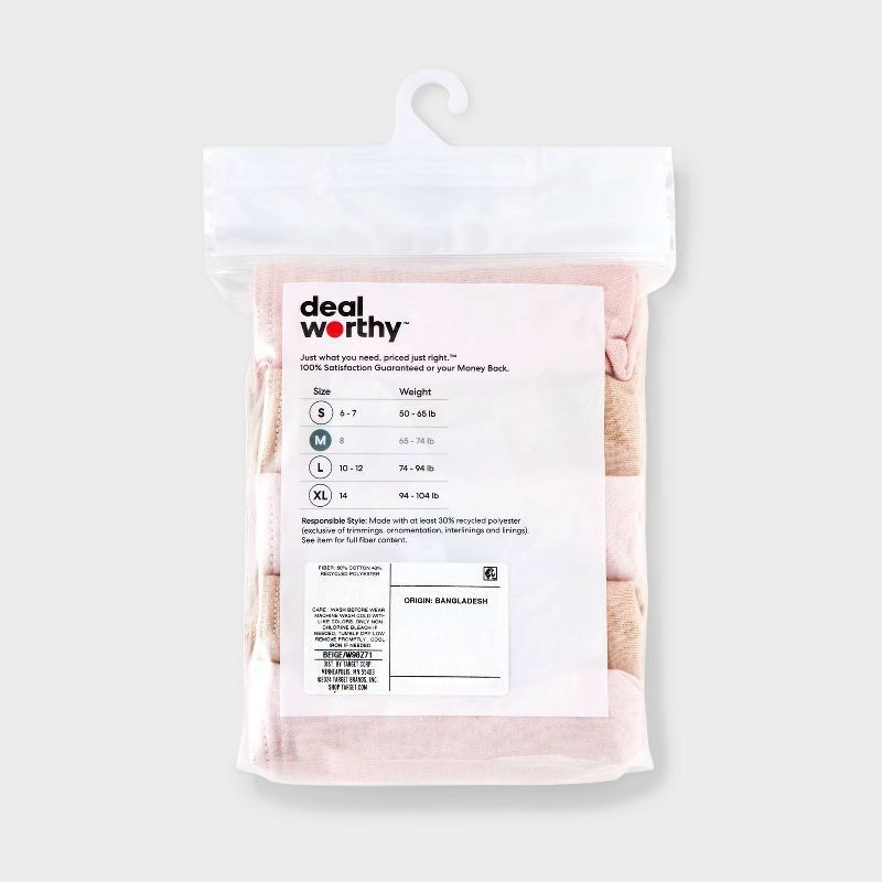 slide 3 of 3, Girls' 5pk Hipster Underwear - Dealworthy™ Beige/Pink L, 5 ct