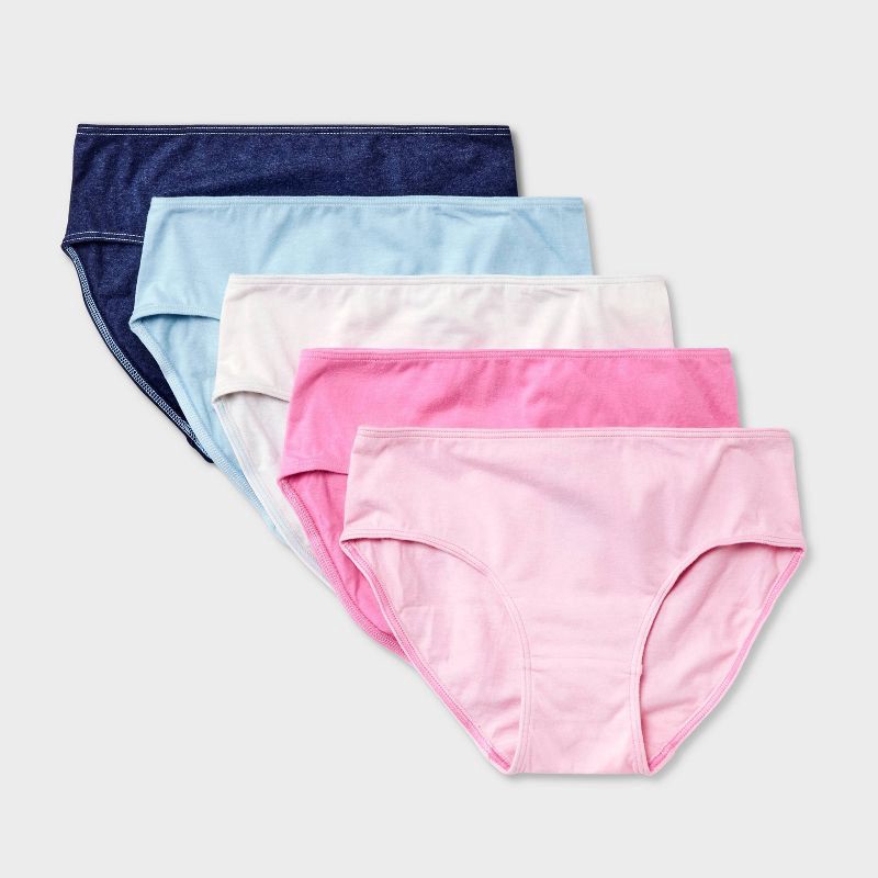 slide 1 of 3, Girls' 5pk Underwear Briefs - Dealworthy™ Blue/Pink S, 5 ct
