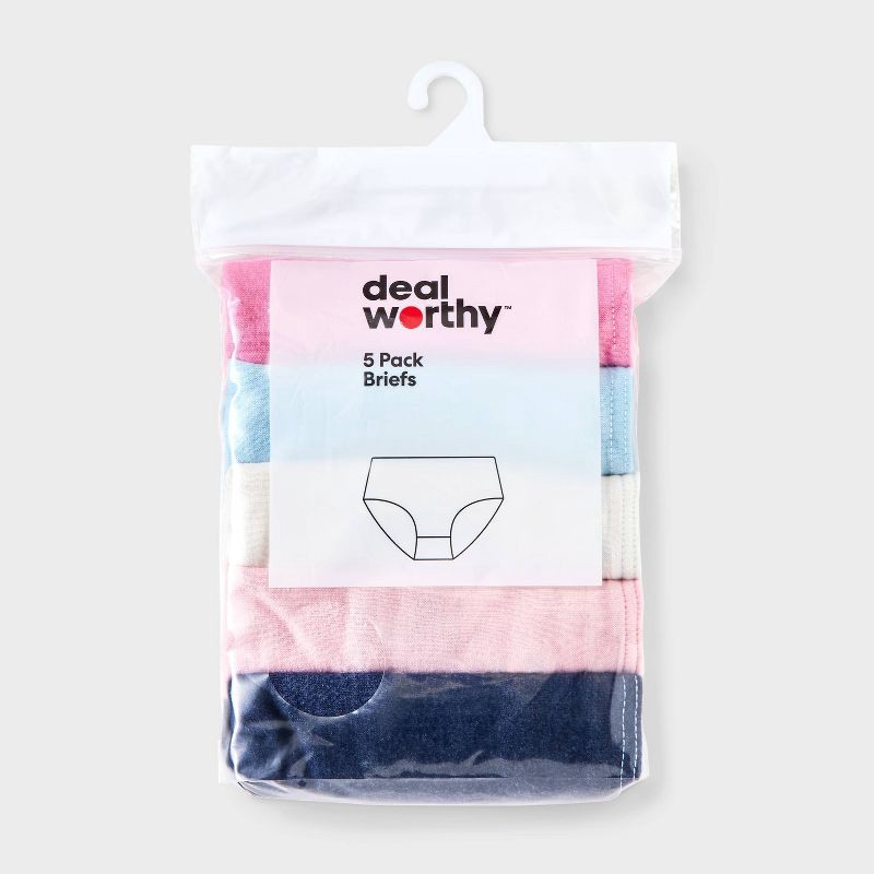 slide 2 of 3, Girls' 5pk Underwear Briefs - Dealworthy™ Blue/Pink L, 5 ct